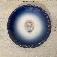 Estate Lot: Flow Blue Portrait Pitcher, Green Leaf Dish, Violet Rose Bowl & Norman Rockwell Porcelain Tankard — listing 2