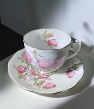 Roslyn Fine Bone China Magnolia Pattern Teacup and Saucer — listing 3
