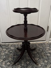 Vintage Duncan Phyfe Style Pedestal Occasional Table with Beaded Edge and Splayed Tripod Legs — listing 6