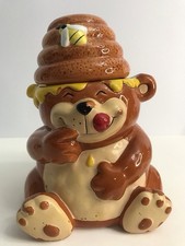 Vintage American Bisque Figural Baby Bear Cookie Jar (2-piece, head lid) — listing 3