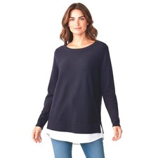 Blue Marled Ribbed Knit Sweater with Woven Size Tag — listing 6