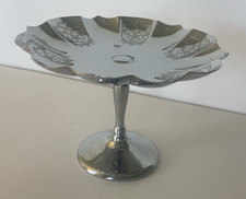 Farber Bros Krome Kraft Art Deco Nude Figural Chrome Compote with Pierced Grapevine Bowl — listing 3