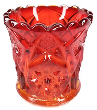 Vintage Amberina Art Glass Lot — Daisy & Button Toothpick Holder, Blown Pitcher, Ruffled Ashtray/Dish — listing 3