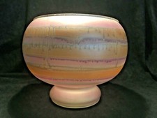 Vintage BZT Ltd Hand Painted Israeli Art Glass Vase with Iridescent Frosted Finish — listing 2