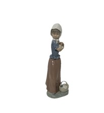 NAO by Lladró Porcelain Figurine - Girl Holding Birthday Cake with Puppy Dog, circa 1986 — listing 2