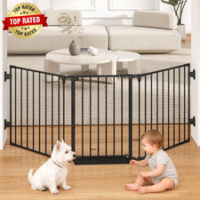 Extra Wide Metal Baby Safety Gate with Walk-Through Door, Black — listing 2
