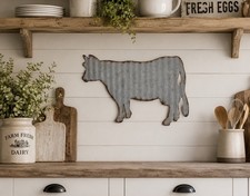 Farmhouse Cow "Home Is Where My Herd Is" Framed Wall Art in Distressed Reclaimed Wood Frame, listing 2