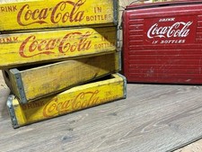 Vintage Coca-Cola 10oz Glass Return Deposit Bottles in Red Wooden Crate — listing 3