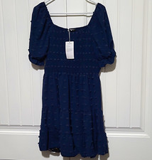 Pretty Garden Pink Smocked Puff Sleeve Tiered Midi Dress, Size Large — listing 3