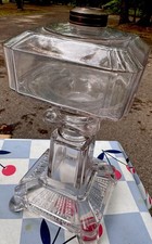 Antique EAPG Pressed Glass Kerosene Oil Lamp with Swirl Base and Chimney — listing 3