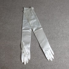Vintage Chartreuse Satin Wrist-Length Gloves (Single Glove Shown) — listing 2
