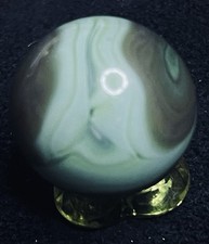 Vintage Opaque Yellow and Blue Swirl Glass Shooter Marble — listing 4