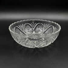 Vintage Pressed Glass Serving Plate/Platter with Sunburst Starburst Pattern