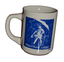 Set of 4 Vintage Morton Salt "When It Rains It Pours" Pedestal Coffee Mugs — listing 4
