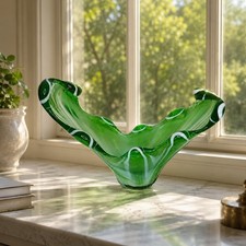 Clear Art Glass Freeform Swirl Bowl with Flared Petal Rim — listing 2