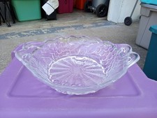Vintage Pressed Glass Round Serving Plate with Embossed Fruit Motif and Sawtooth Rim — listing 3