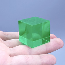 Green Uranium Glass Cube Pattern Covered Sugar Bowl (Jeannette Cubist), 5 inches tall — listing 6