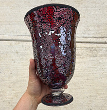 Mosaic Glass Tile Bud Vase, Iridescent Crackle with Gold Filigree Neck — listing 2