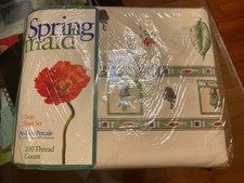Vintage NatureWood Green Botanical Print Full Size Sheet Set (New in Package)