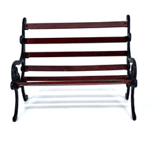 Decorative Wrought Iron Doll-Size Settee Bench with Cushion (Cream Scrollwork) — listing 3