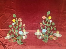 Vintage Italian Tole Lemon Wall Sconce Candle Holders, Pair, listing 2