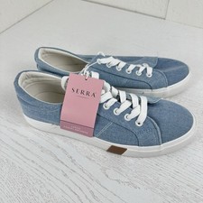 Serra Ladies Casual Canvas Sneakers, White with Yellow Sole, Size 7 — listing 3