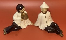 chalkware figurines turquoise Pair of Vintage Chalkware Asian Figural Statues in Turquoise Glaze — listing 6
