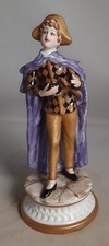 Pair of Italian Porcelain Commedia dell'Arte Figurines - Harlequin and Pulcinella, Capodimonte Style
