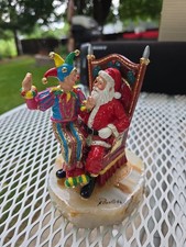 Signed Clown Figurine Holding Balloons on Onyx Marble Base Signature reads something else — listing 4