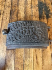 Vintage Cast Iron Wood Burning Stove with Arched Glass Door — listing 4
