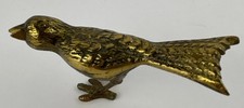 Vintage Solid Brass Preening Bird Figurine on Round Base — listing 6