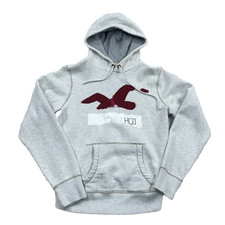 Hollister Embroidered Globe Logo Pullover Hoodie, Burgundy, Men's XL Relaxed Fit — listing 2