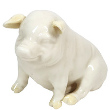 Belleek Irish Parian China Seated Pig Figurine Green mark — listing 6