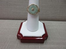 10K Gold Men's Signet Ring with Green Cabochon (Jade or Chrysoprase/Dyed) — listing 3