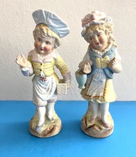 Bisque Porcelain Boy and Girl Figurine with Lollipop on Grassy Base with Mushrooms — listing 3