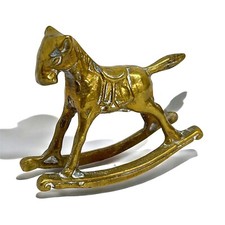 Large Vintage Solid Brass Rocking Horse on Brass Rockers, Sculptural Figure — listing 6