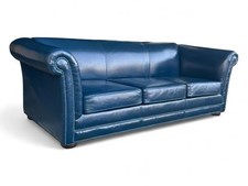 Traditional Distressed Leather Three-Seat Sofa with Carved Wood Frame — listing 2