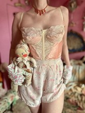 Vintage Ivory Lace Longline Bustier Corselette with Garter Straps and Zip Front — listing 3