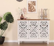 pine buffet Vintage Pine Sideboard Buffet Cabinet with 3 Drawers and 2 Doors — listing 3
