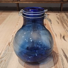 Cobalt Blue Glass Handled Decanter/Cruet with Ball Stopper and Ringed Neck — listing 2
