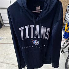 Tennessee Titans NFL Pullover Hoodie with Applique Lettering - Navy, Size S