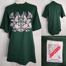 Vintage 90s Purple Butterfly Floral Graphic Single Stitch T-Shirt — listing 5