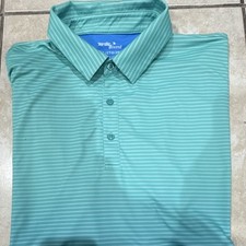 Birdie Bound Men's Parrot Print Golf Polo Shirt, Navy Blue, Size XL