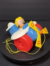 Vintage Fisher Price Little People Airplane Pull Toy #171 with Pilot — listing 2