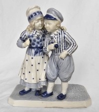 Vintage Ceramic Dutch Boy and Girl Figural Planter with Windmill Basket, likely Japan, mid-20th century — listing 4