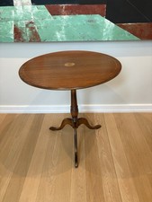 Antique Mahogany Tilt-Top Tripod Pedestal Table with Reeded Saber Legs — listing 6