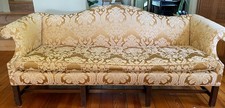 Baroque Revival Gilt-Carved Living Room Set with Blue Damask Upholstery (Multiple Pieces) — listing 4