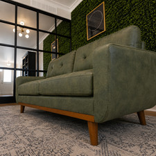 Vintage 1970s Green Chenille Tufted Two-Seat Loveseat — listing 2
