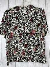 Donnkenny Women's Black & White Abstract Print Button-Front Blouse — listing 6
