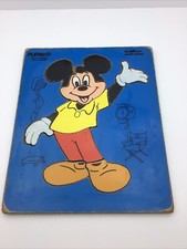 Lot of 3 Vintage Playskool Wooden Tray Puzzles - Mickey Mouse, Garden Puppy, Farm — listing 3